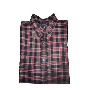 Ralph Lauren Blue Label Black Plaid Classic Fit Long Sleeve Cotton Oxford, Sz XL
